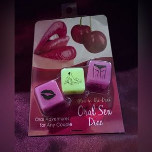 Romantic Adventures Glow in the Dark dice.  Set of 3 activity dice game & info.